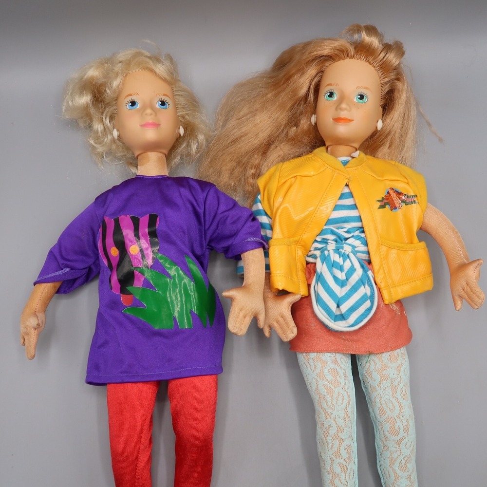 Lot of 2‎ Vintage 1986 Mattel HOT LOOKS Posable Dolls Plush Soft 18" 80s Toy